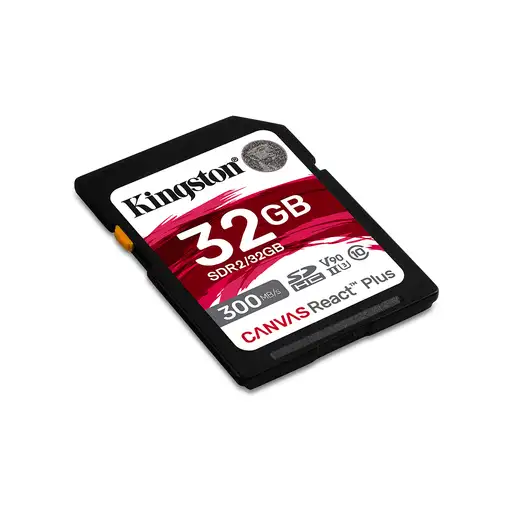 Kingston Technology 32GB Canvas React Plus SDHC UHS-II 300R/260W U3 V90 for Full H