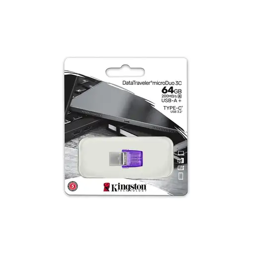 Kingston Technology DataTraveler 64GB microDuo 3C 200MB/s dual USB-A + USB-C