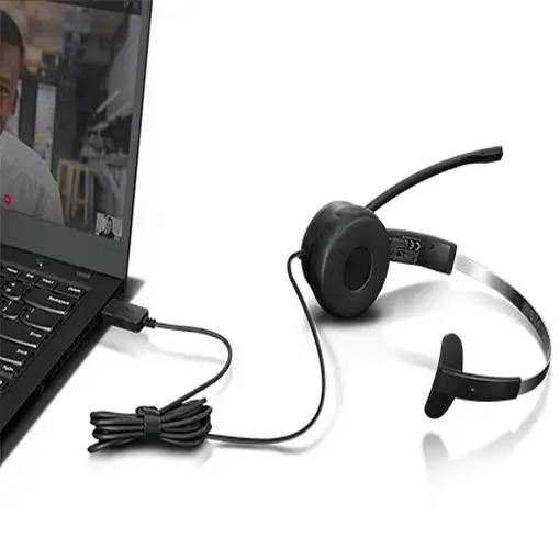 Lenovo 100 Mono Auriculares Alámbrico Diadema Oficina/Centro de llamadas USB tipo