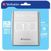 Verbatim Disco Duro Portátil Store 'n' Go USB 3.0 de 1 TB en color Plateado