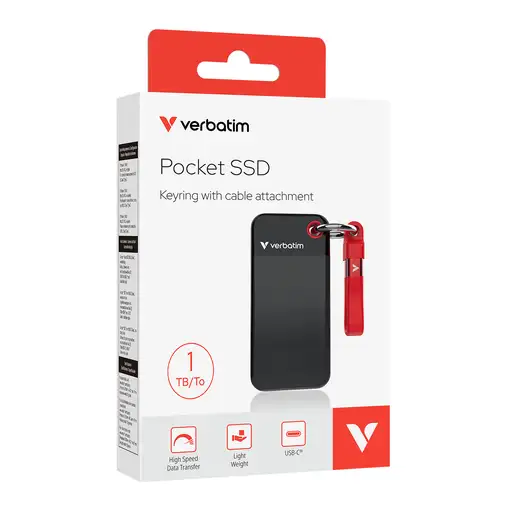 Verbatim Pocket SSD 1 TB USB Tipo C 3.2 Gen 2 (3.1 Gen 2) Negro, Rojo