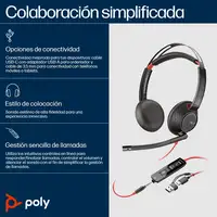 POLY Auriculares estéreo Blackwire 5220 USB-C + Conector de 3,5 mm + Adaptador USB