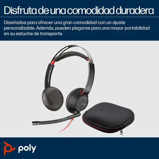 POLY Auriculares estéreo Blackwire 5220 USB-C + Conector de 3,5 mm + Adaptador USB
