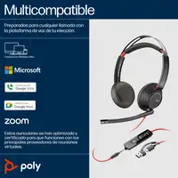 POLY Auriculares estéreo Blackwire 5220 USB-C + Conector de 3,5 mm + Adaptador USB