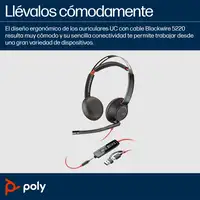 POLY Auriculares estéreo Blackwire 5220 USB-C + Conector de 3,5 mm + Adaptador USB