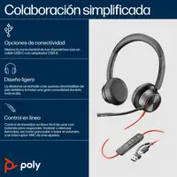 POLY Auriculares estéreo Blackwire 8225 con certificación Microsoft Teams USB-C +