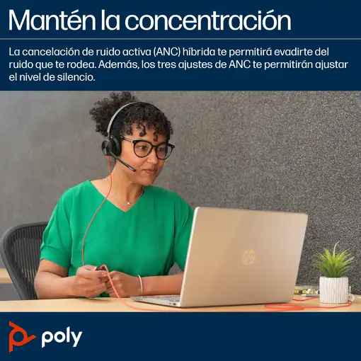 POLY Auriculares estéreo Blackwire 8225 con certificación Microsoft Teams USB-C +
