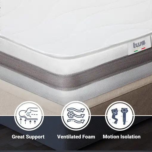 The White Stone Colchón Basic Individual 75x220 Memory|H20 cm|M. in Italy