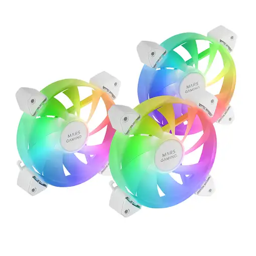 Mars Gaming MF-3A, Kit 3x Ventiladores FDB Ultrasilenciosos 120mm, Iluminación ARG