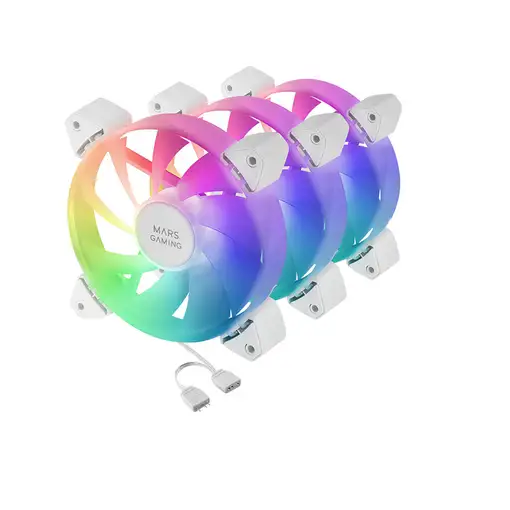 Mars Gaming MF-3A, Kit 3x Ventiladores FDB Ultrasilenciosos 120mm, Iluminación ARG