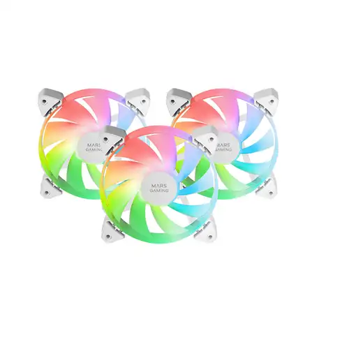 Mars Gaming MF-3A, Kit 3x Ventiladores FDB Ultrasilenciosos 120mm, Iluminación ARG