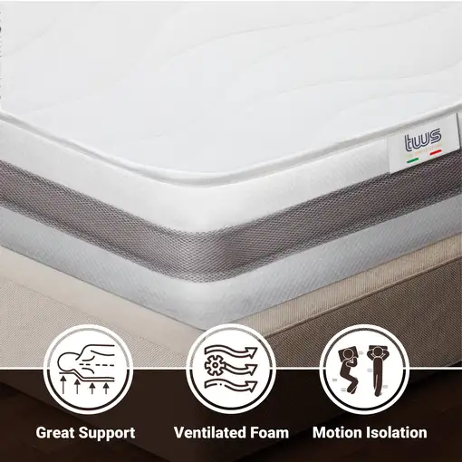 The White Stone Colchón Basic Individual 95x220 Memory|H25 cm|M. in Italy