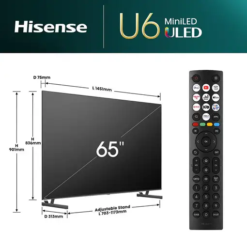Televisor ULED 65'' 4K Ultra HD Gris Smart 20013481 HISENSE