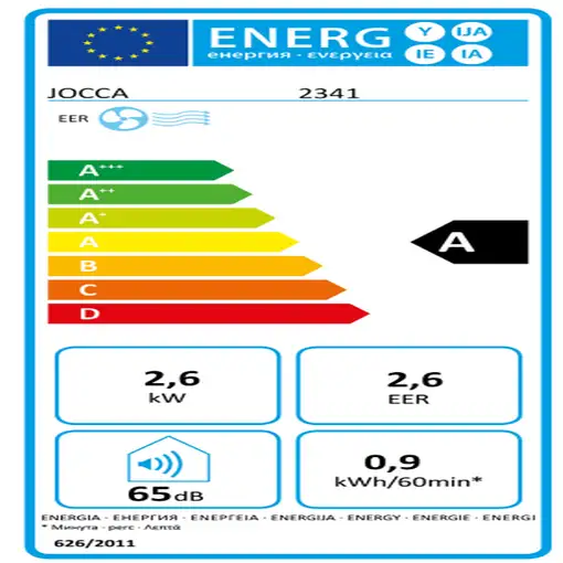 JOCCA 2341 aire acondicionado portátil 65 dB 970 W Blanco