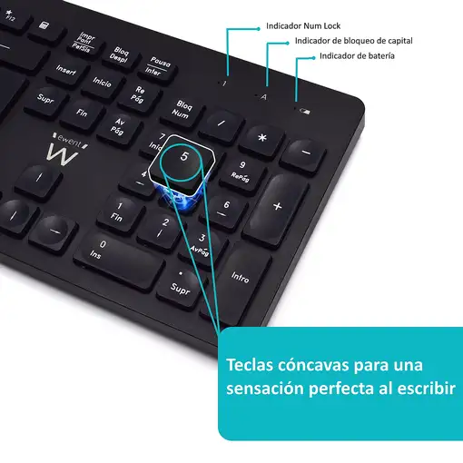 Ewent EW3256 teclado Ratón incluido Universal RF inalámbrico QWERTY Español Negro