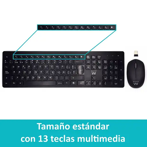 Ewent EW3256 teclado Ratón incluido Universal RF inalámbrico QWERTY Español Negro