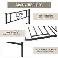 Marco Cama Individual Metal para Colchón 90x190cm Cabecera Forma Corazón HOMCOM