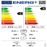 Whirlpool FFWDB 964489 BV SPT lavadora-secadora Independiente Carga frontal Blanco
