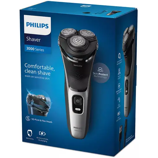 Afeitadora eléctrica recargable, en seco y en mojado, 3000 Series S3143/00 PHILIPS