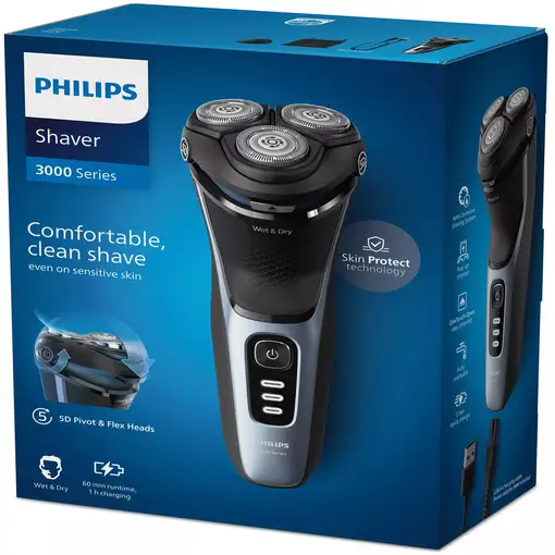 Afeitadora eléctrica recargable, en seco y en húmedo, 3000 Series S3243/12 PHILIPS