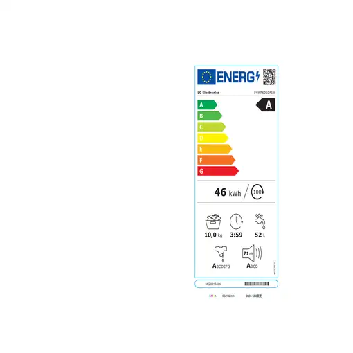 LG F4WR6010A1W lavadora Carga frontal 10 kg 1400 RPM Blanco