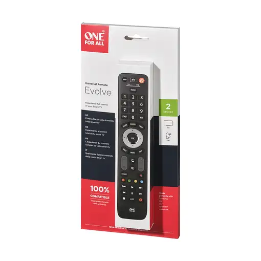 One For All Advanced Evolve 2 mando a distancia IR inalámbrico TV, Receptor de tel