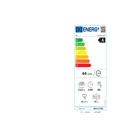 LG F4WR6013A0W lavadora Carga frontal 13 kg 1400 RPM Blanco