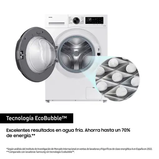 Lavadora carga frontal 9 kg 1400 RPM Blanco WW90CGC04DAEEC SAMSUNG