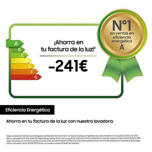 Lavadora carga frontal 8 kg 1400 RPM Blanco WW80CGC04DAEEC SAMSUNG