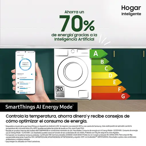 Lavadora carga frontal 8 kg 1400 RPM Blanco WW80CGC04DAEEC SAMSUNG