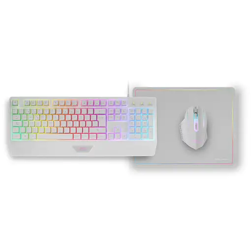 Mars Gaming MCP124, Combo Gaming 3en1, Teclado Ergonómico H-Mech LED RGB, Ratón RG