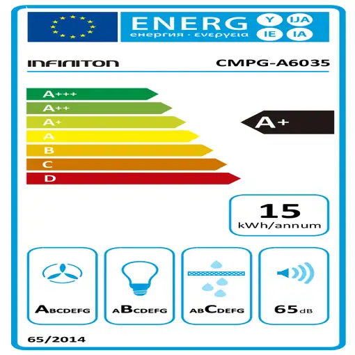 Infiniton CMPG-A6035 campana De pared Acero inoxidable A+ 585 m³/h