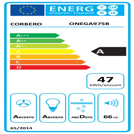 Corbero ONEGA975B campana De pared Negro 705,2 m³/h
