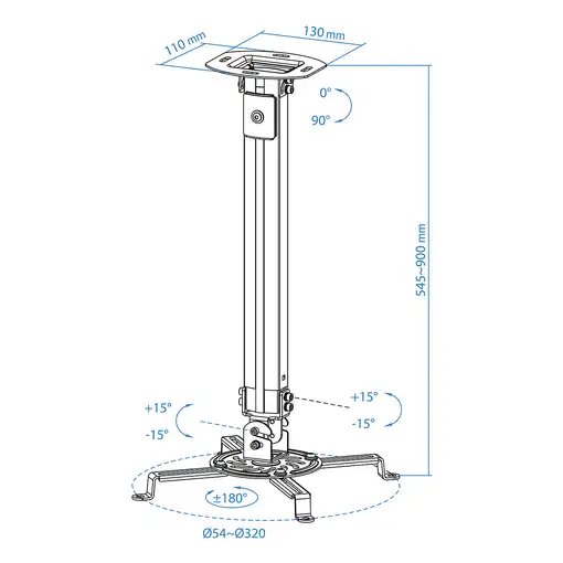 TooQ PJ3030TN-B Soporte de techo para proyectores