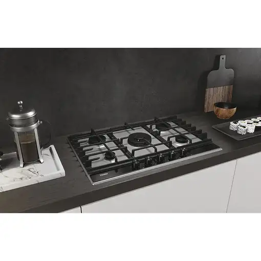 Haier Series 4 HAHG7W5XH Acero inoxidable Integrado 74.5 cm Encimera de gas 5 zona