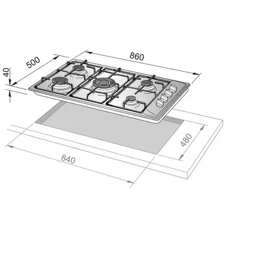 De’Longhi SL 59 DD hobs Arena Integrado 90 cm Encimera de gas 5 zona(s)