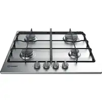 Indesit THP 642 IX/I Negro, Acero inoxidable Integrado 58 cm Encimera de gas 4 zon
