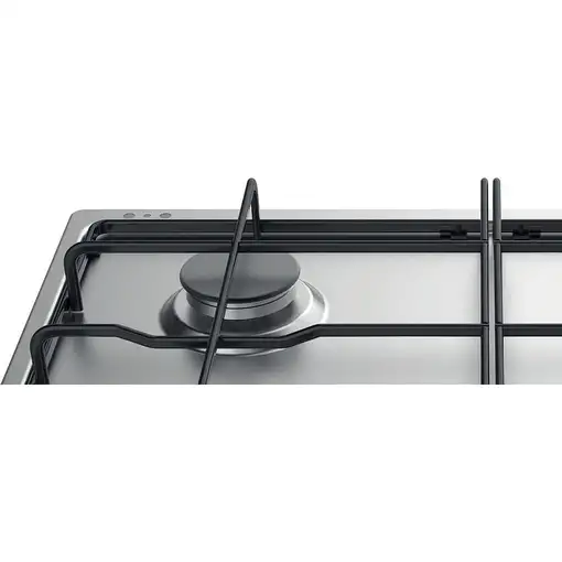 Indesit THP 642 IX/I Negro, Acero inoxidable Integrado 58 cm Encimera de gas 4 zon