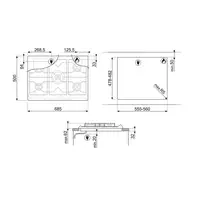 Smeg Coloniale SRV876AOGH hobs Antracita Integrado 68.5 cm Encimera de gas 5 zona(