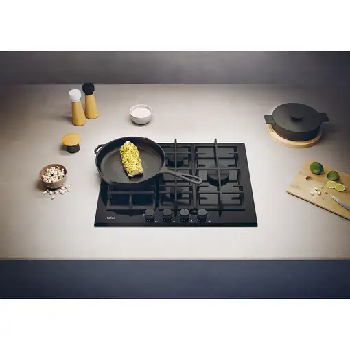 Haier Series 6 HAVG5D4TB Negro Integrado 65 cm Encimera de gas 4 zona(s)