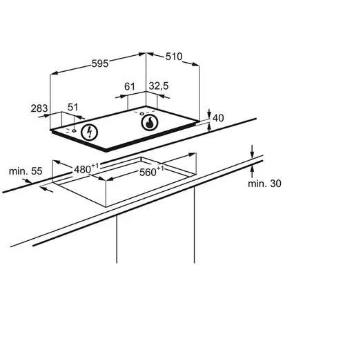 Electrolux EGS6424X Acero inoxidable Integrado 59.5 cm Encimera de gas 4 zona(s)