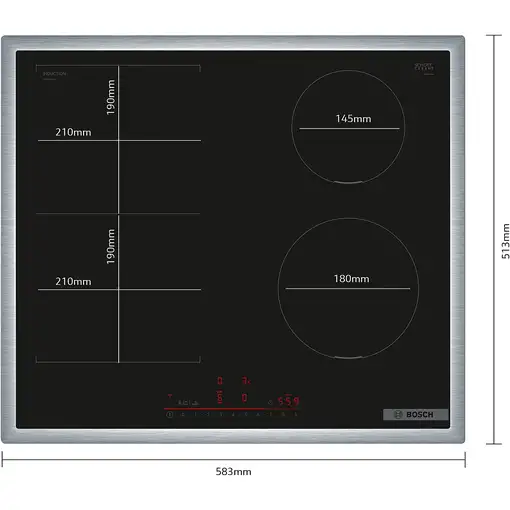 Bosch Serie 6 PVS645HB1E hobs Negro Integrado 60 cm Con placa de inducción 4 zona(