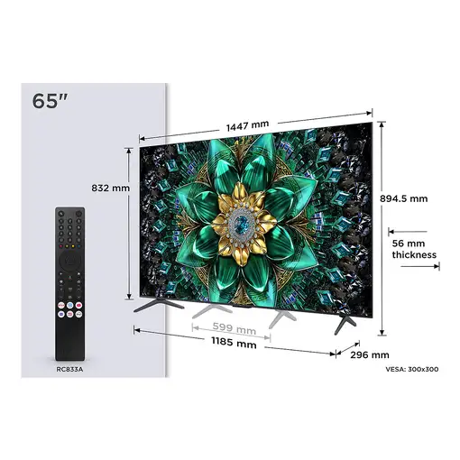Televisor QD-Mini LED 65'' 4K Ultra HD Metálico Smart 65Q6C TCL