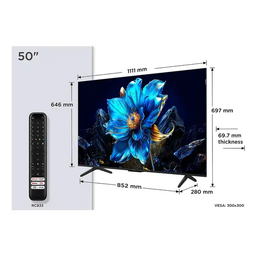 TCL P7K 50P7K Televisor 127 cm (50") 4K Ultra HD Smart TV Wifi Metálico 430 cd / m