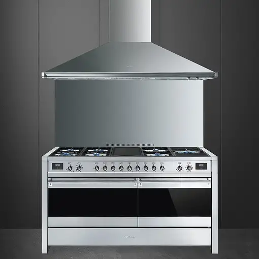 Smeg A5-81 cocina Cocina independiente Combi Negro, Acero inoxidable