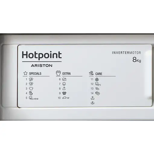 Lavadora carga frontal 8 kg 1351 RPM Blanco 869991664680 HOTPOINT