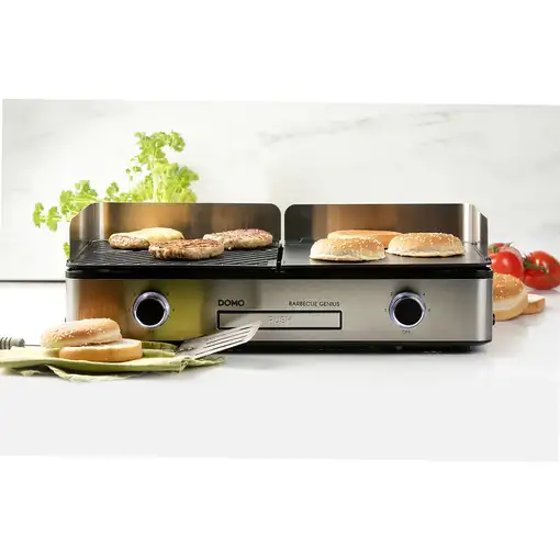 Domo DO9259G parrilla de interior 2400 W Negro, Acero inoxidable