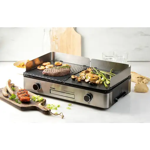 Domo DO9259G parrilla de interior 2400 W Negro, Acero inoxidable