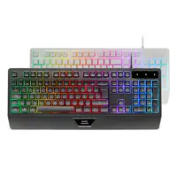 Mars Gaming MK124, Teclado Ergonómico H-Mech, Reposamuñecas Integrado, Iluminación