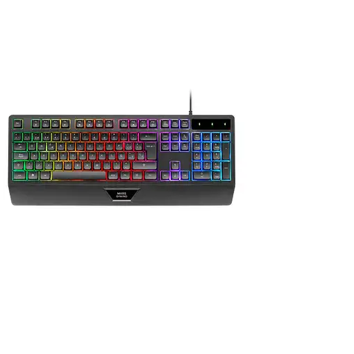 Mars Gaming MK124, Teclado Ergonómico H-Mech, Reposamuñecas Integrado, Iluminación